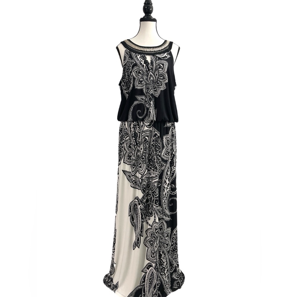 Sandra Darren Halter Dress with Metallic Embellished Neckline | 16